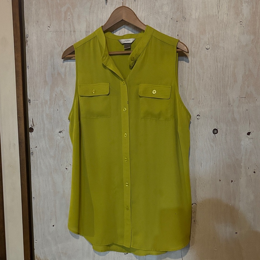 CJ Banks Sleeveless Blouse in Vibrant Green